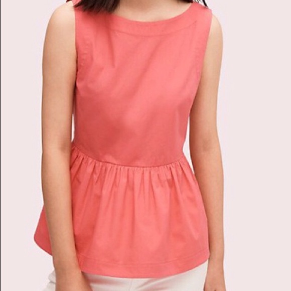 NWT Kate Spade Shore Thing Peplum Top, coral, 6 - Picture 1 of 5